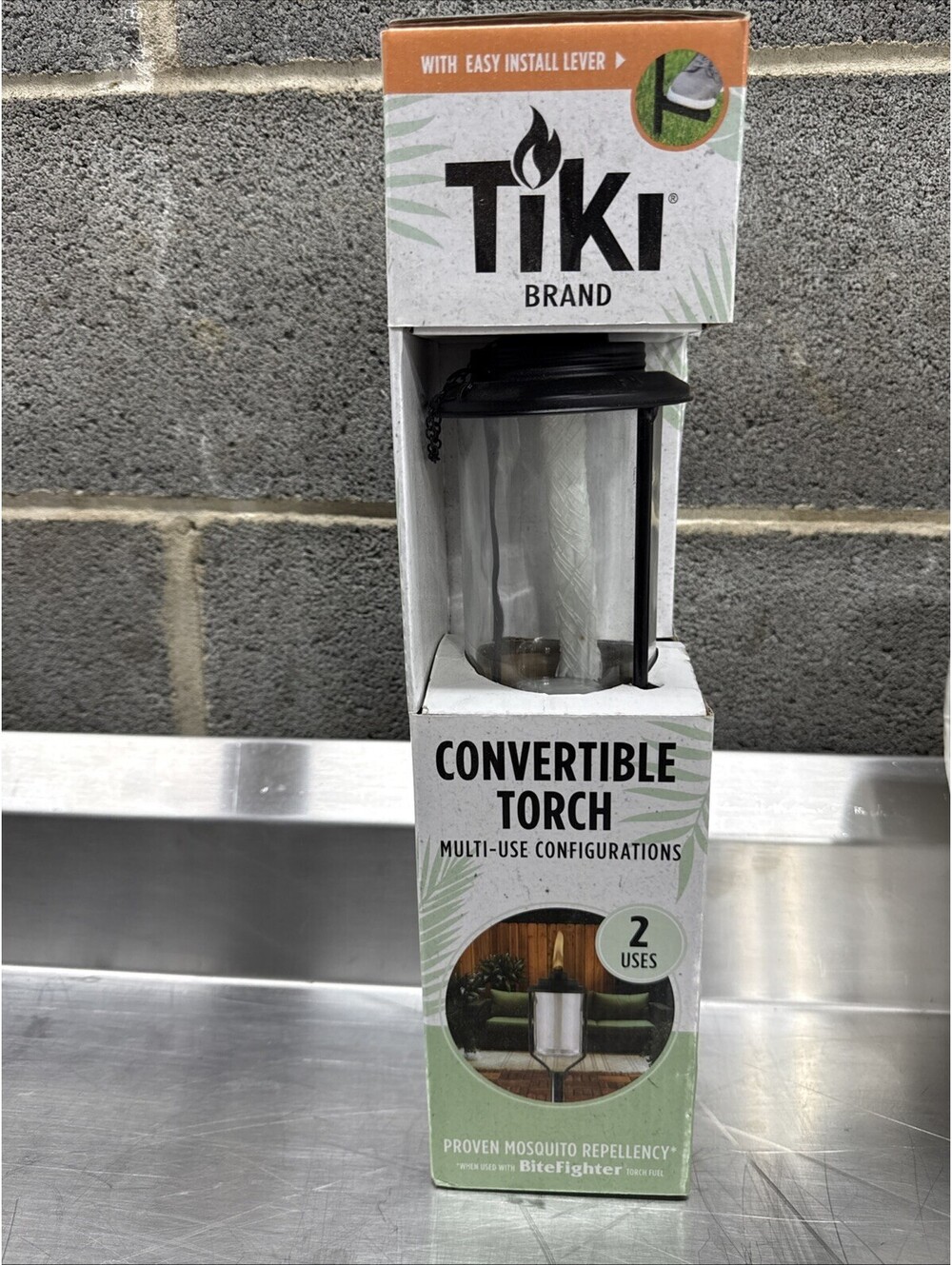 TIKI Convertible Black/Clear Glass/Metal 65 in. Tiki Outdoor Torch 1 pc